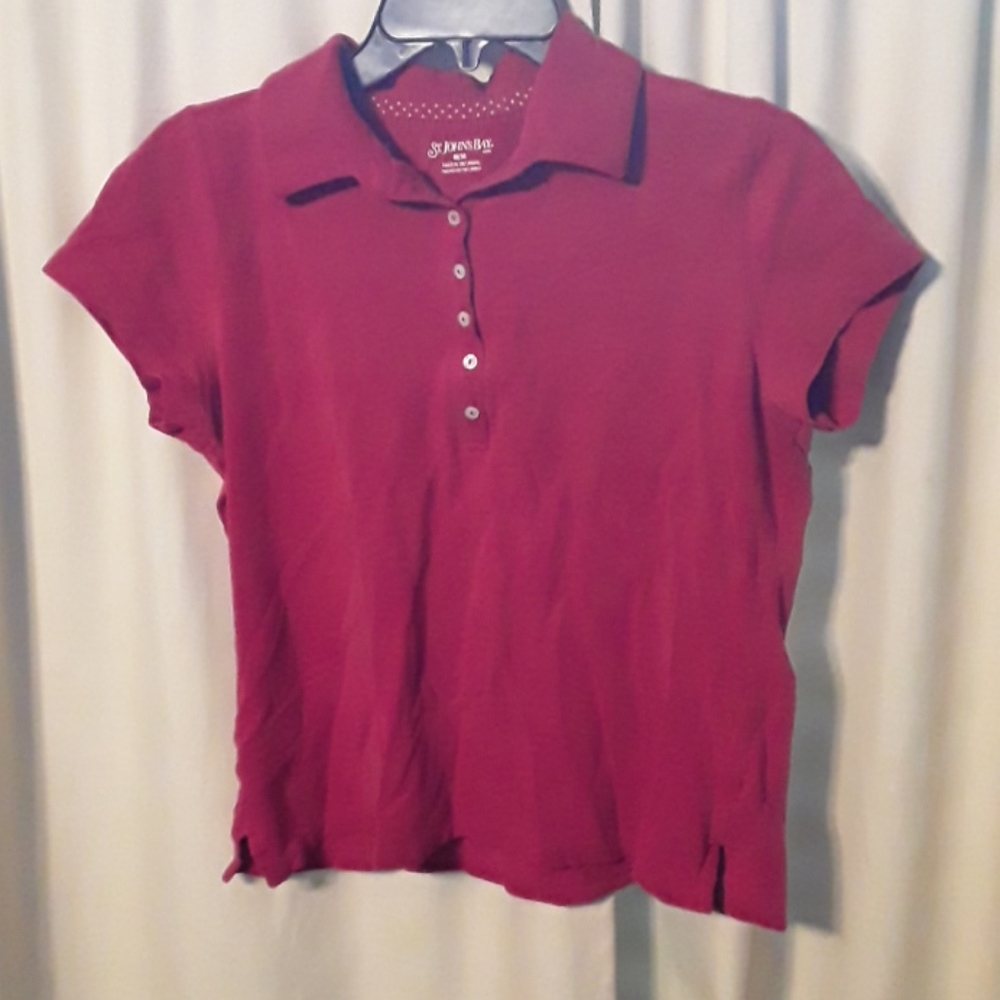 Red St. John's Bay Tee Shirt with Collar